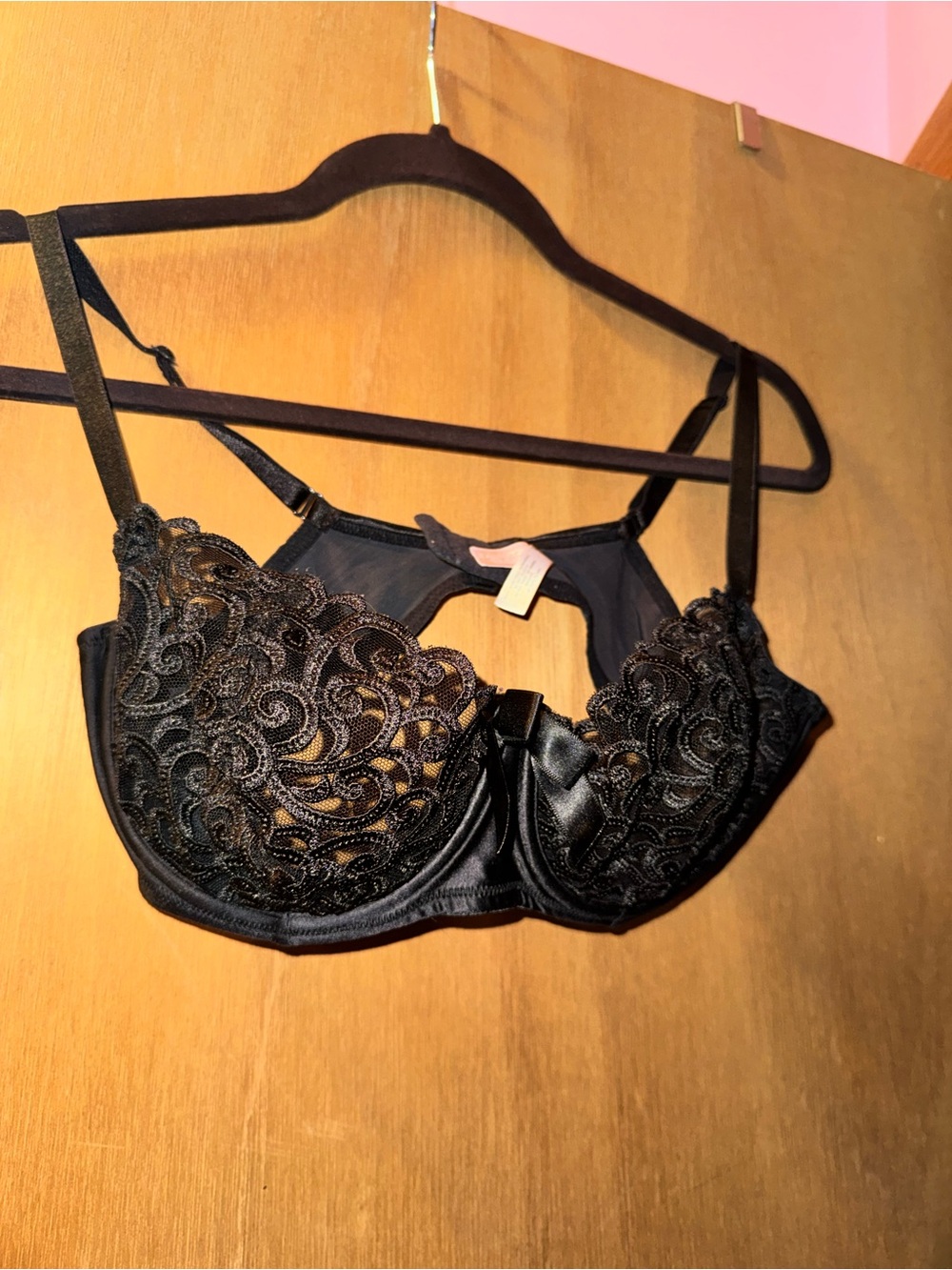Y2K Vintage Black Embroidered 36D Mesh Bra